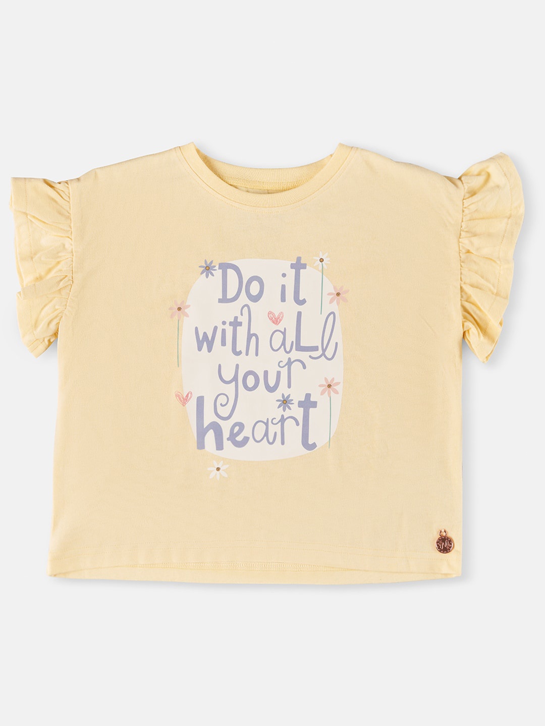 

Angel & Rocket Typography Printed Cotton Top, Beige