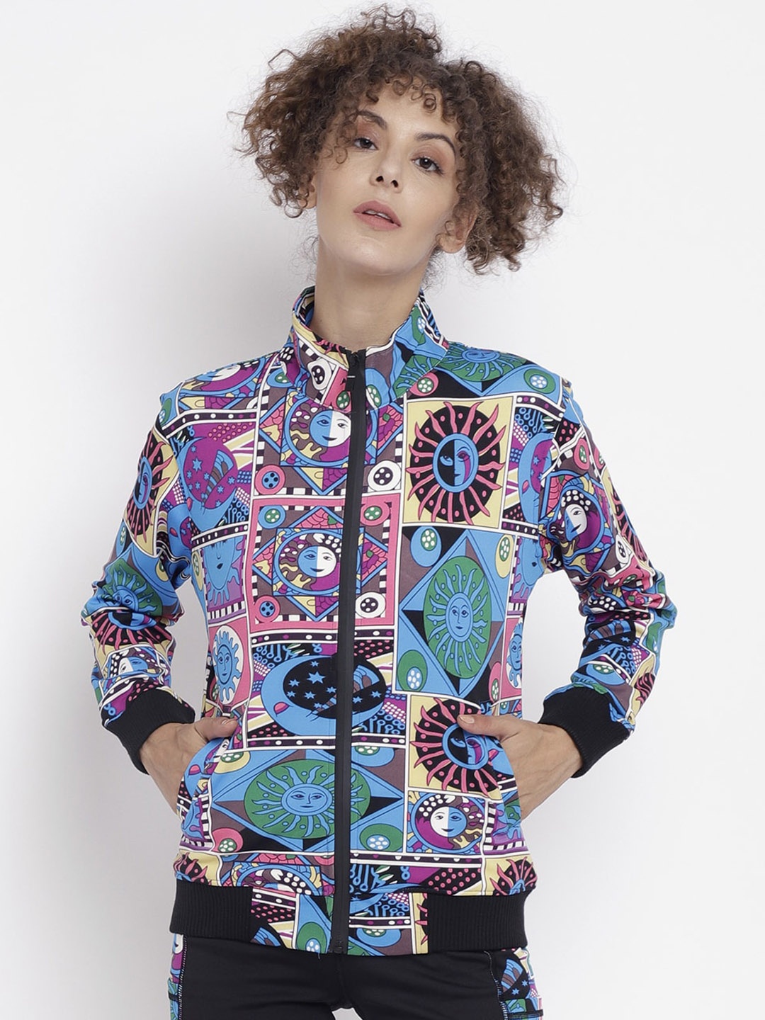 

CHKOKKO Women Floral Lightweight Outdoor Bomber Jacket, Blue