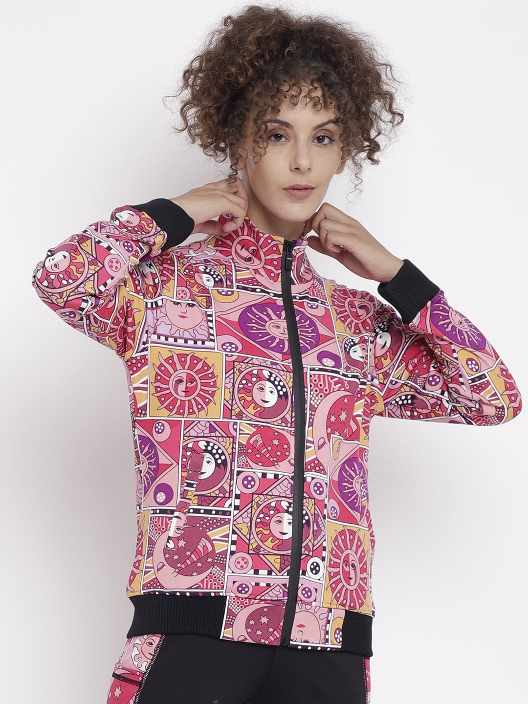 

CHKOKKO Women Printed Lightweight Sporty Jacket, Pink