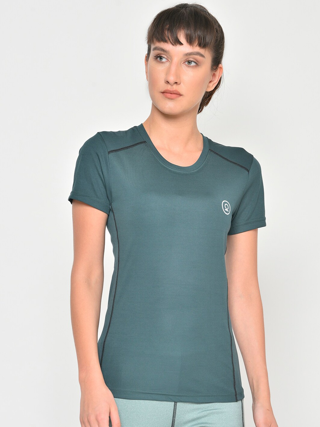 

CHKOKKO Women Round Neck Dry Fit T-shirt, Teal