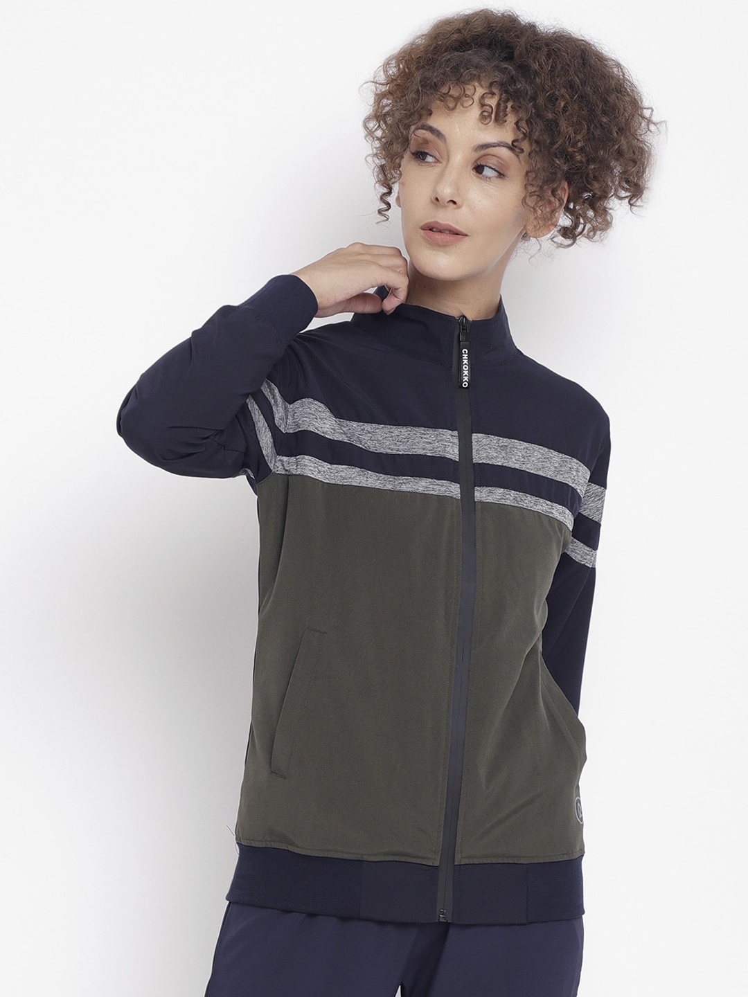 

CHKOKKO Women Windcheater Bomber Jacket, Navy blue