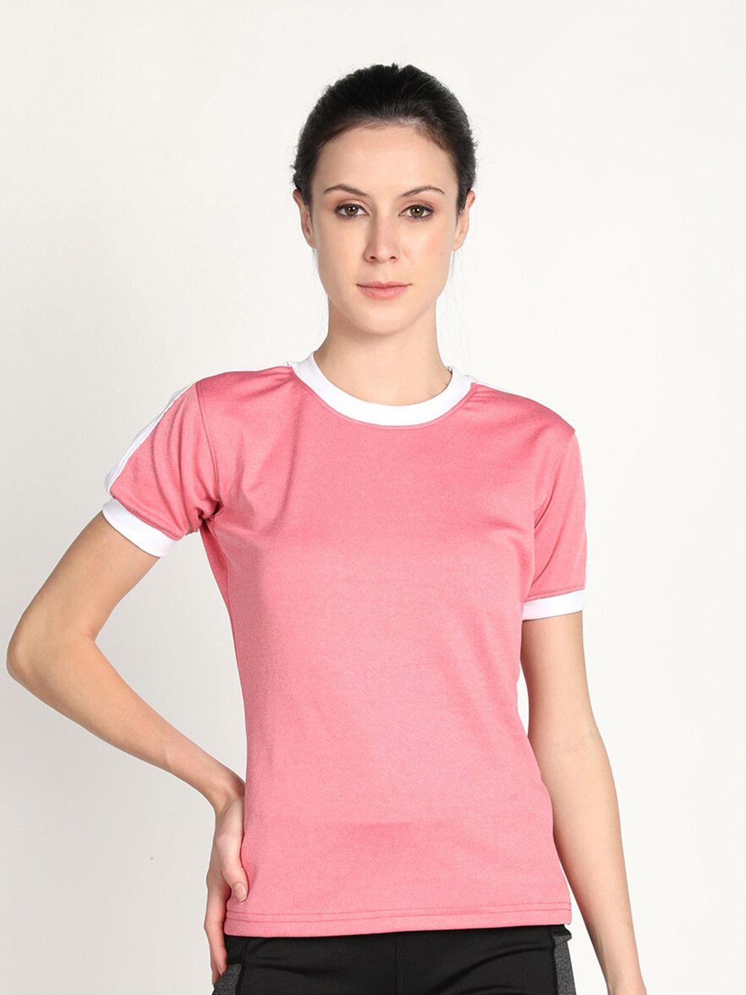 

CHKOKKO Women Round Neck Sports T-Shirt, Pink