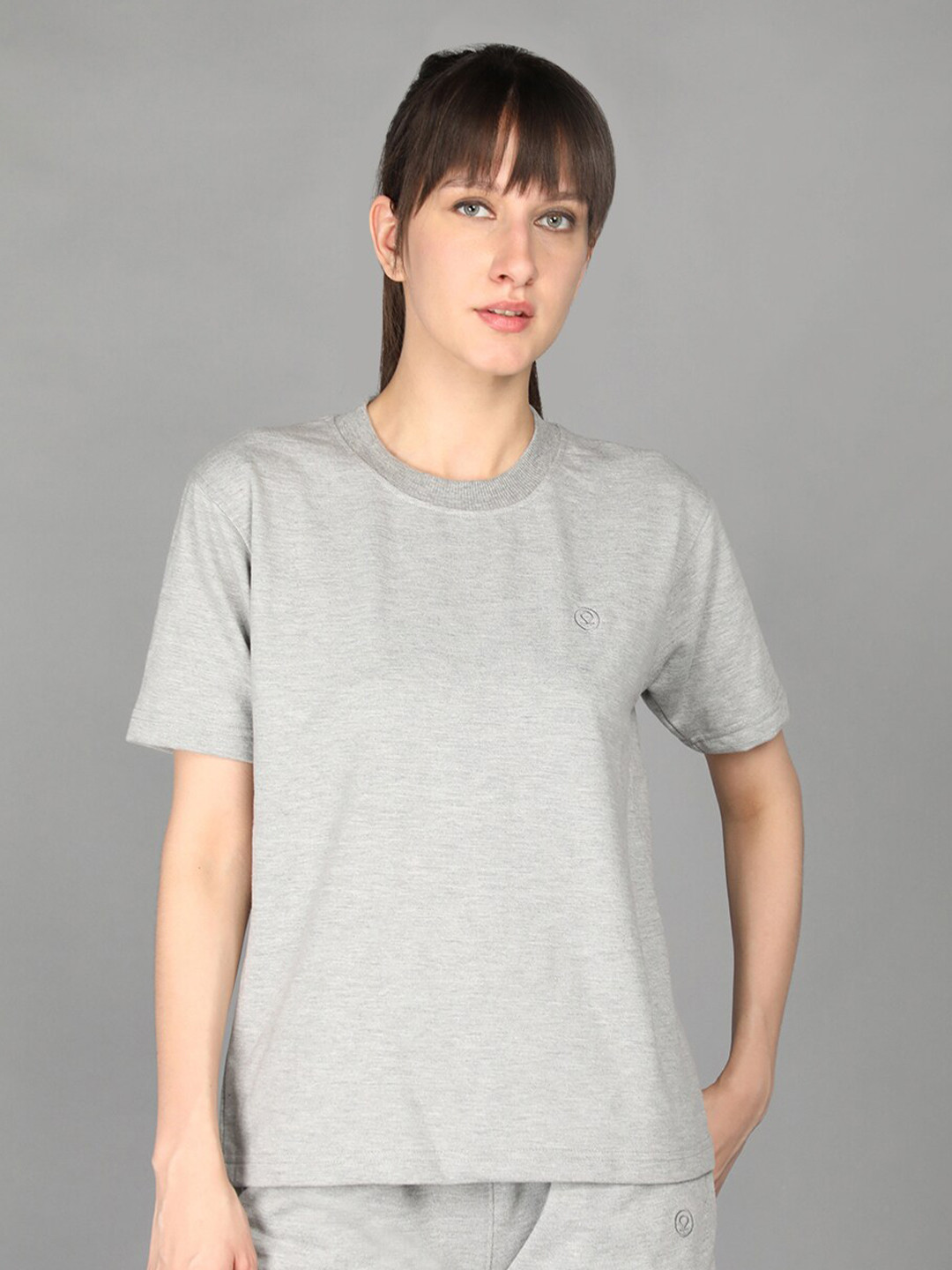 

CHKOKKO Women Cotton Loose Fit T-shirt, Grey