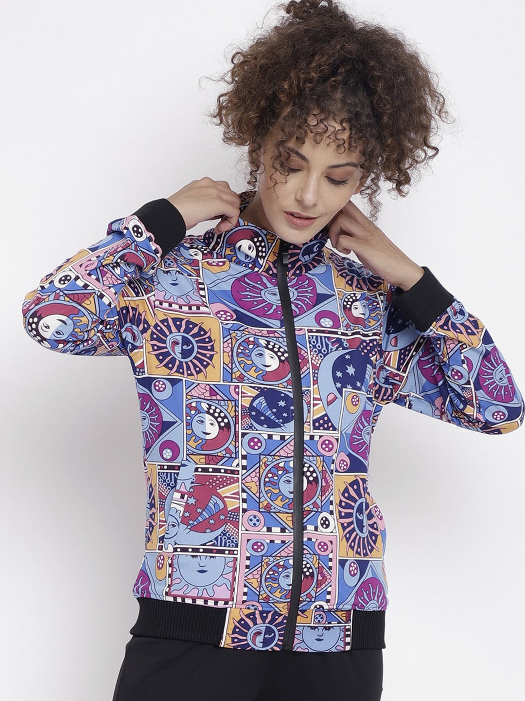 

CHKOKKO Women Printed Lightweight Bomber Jacket, Blue