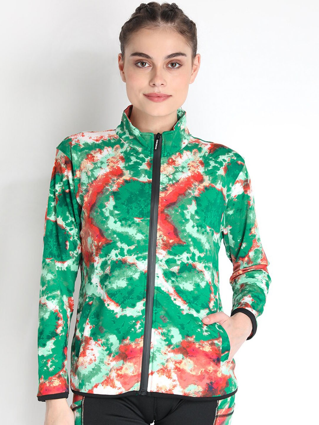 

CHKOKKO Women Printed Lightweight Sporty Jacket, Green