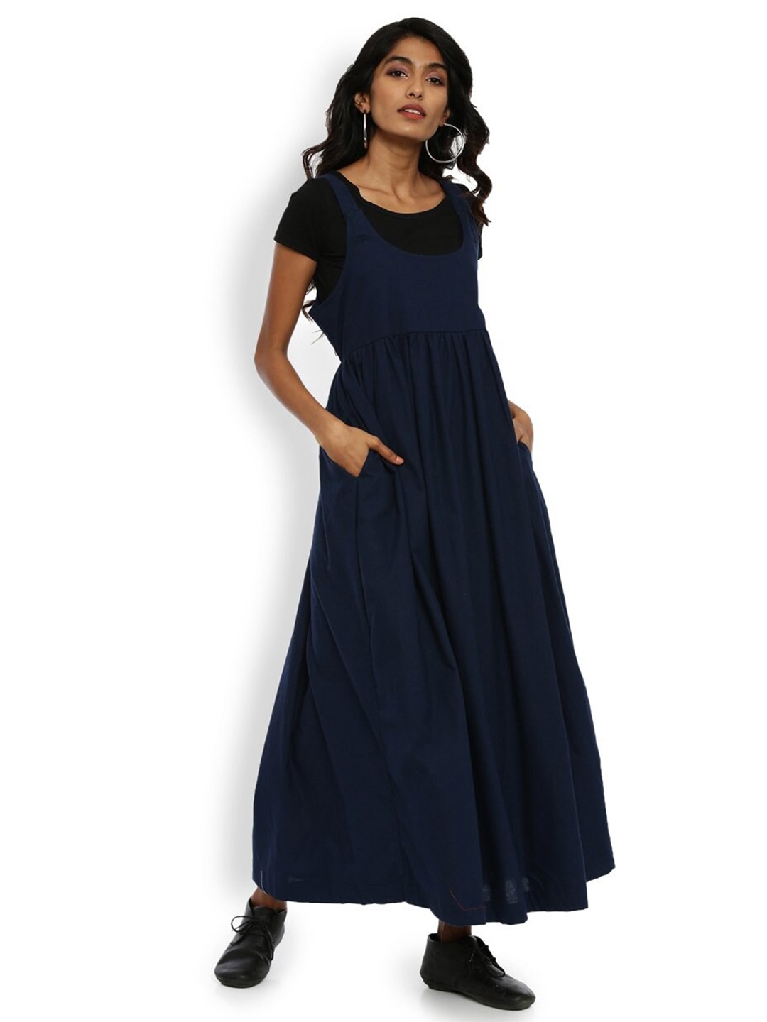 

GRASS by Gitika Goyal Maxi Cotton Dress with T-Shirt, Navy blue