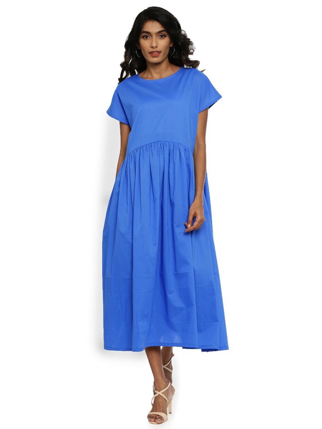 

GRASS by Gitika Goyal Drop-Waist Midi Cotton Dress, Blue