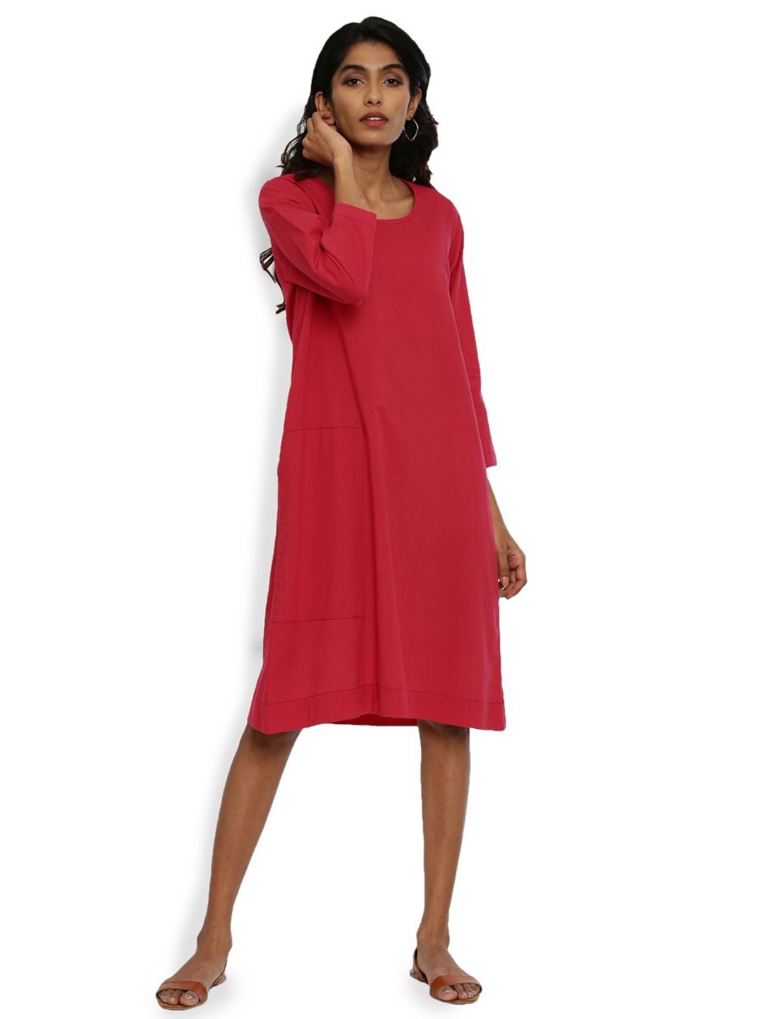 

GRASS by Gitika Goyal Cotton A-Line Dress, Red