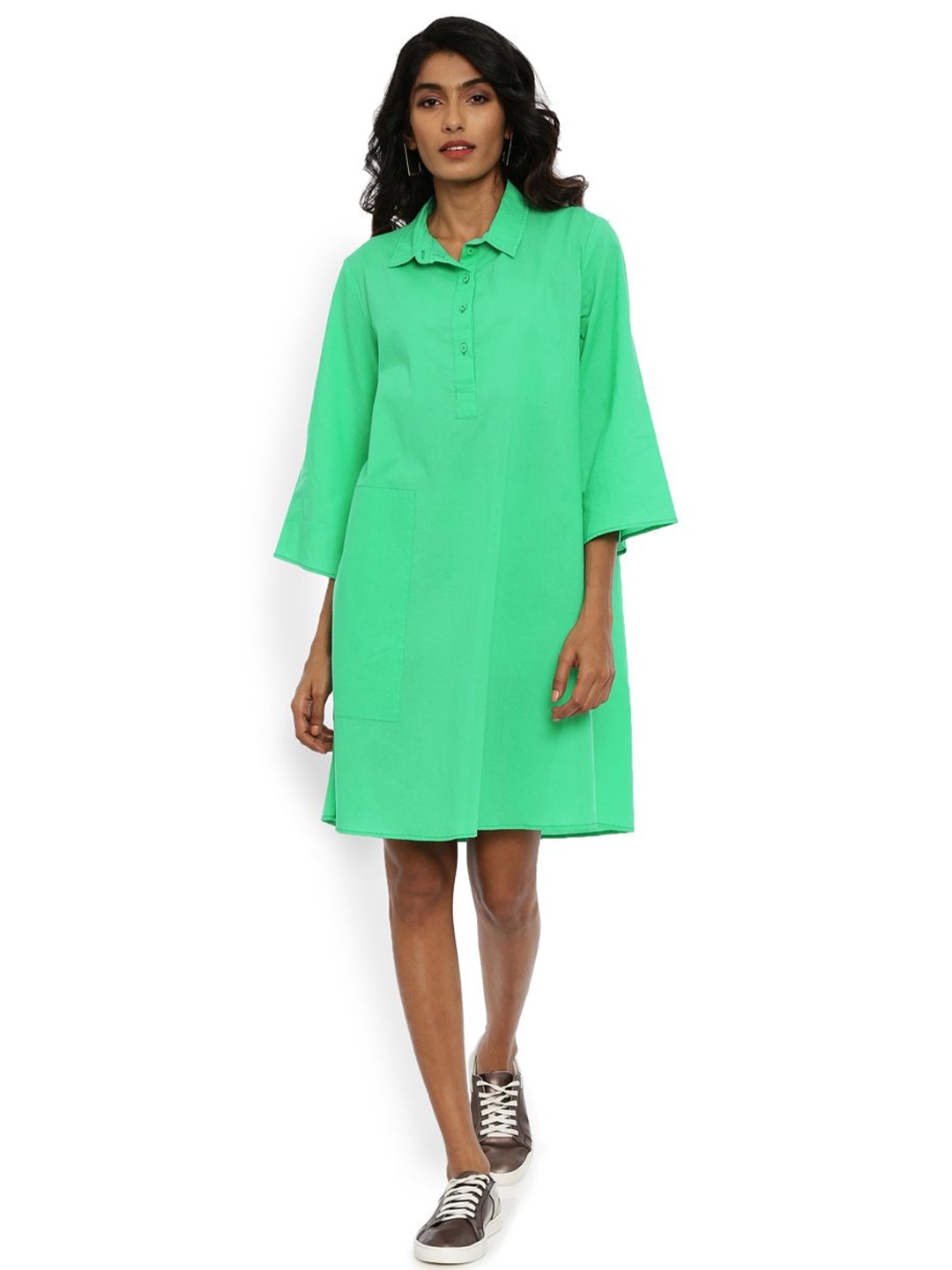 

GRASS by Gitika Goyal Cotton Shirt Dress, Green