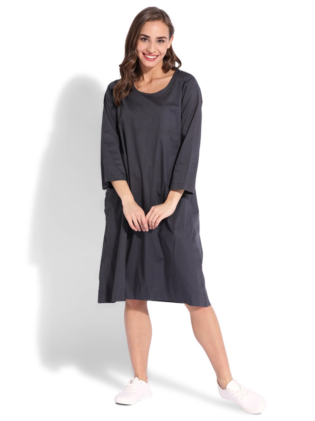 

GRASS by Gitika Goyal Cotton T-shirt Dress, Grey
