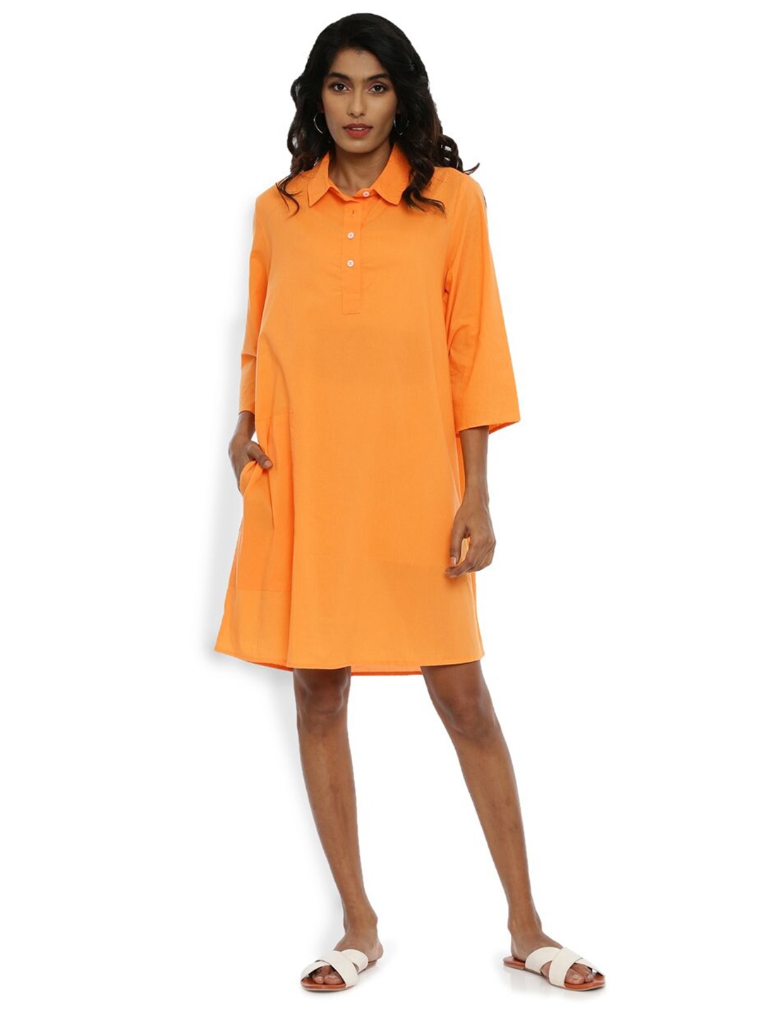 

GRASS by Gitika Goyal Cotton Shirt Dress, Orange