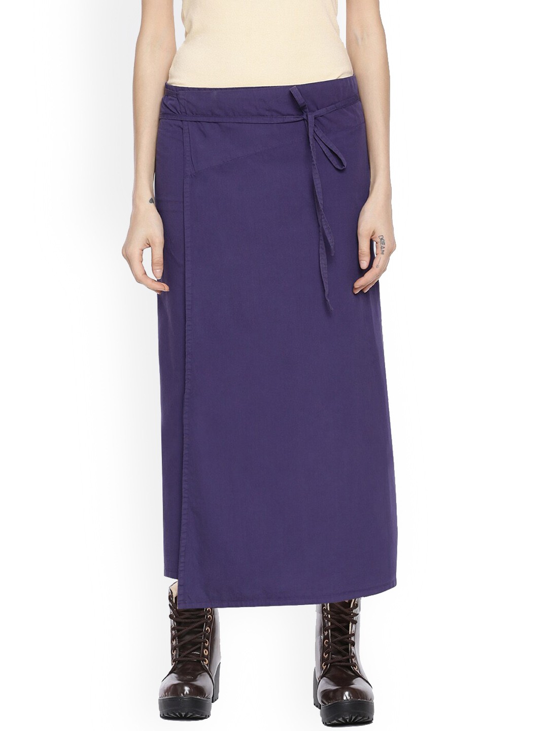 

GRASS by Gitika Goyal Maxi-Length Pure Cotton Wrap Skirt, Purple