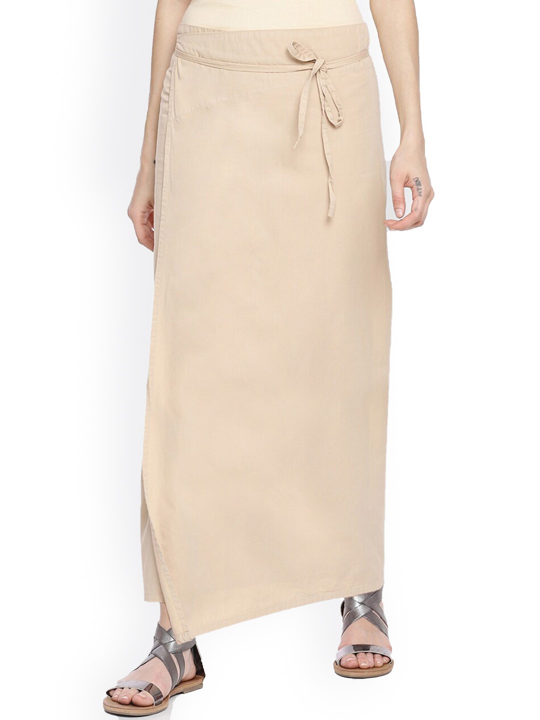 

GRASS by Gitika Goyal Maxi-Length Pure Cotton Wrap Skirt, Beige