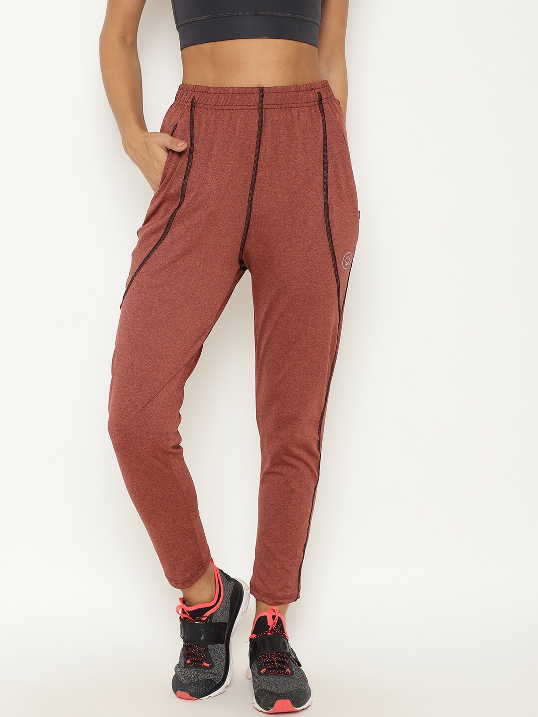 

CHKOKKO Women Mid-Rise Track Pants, Rust
