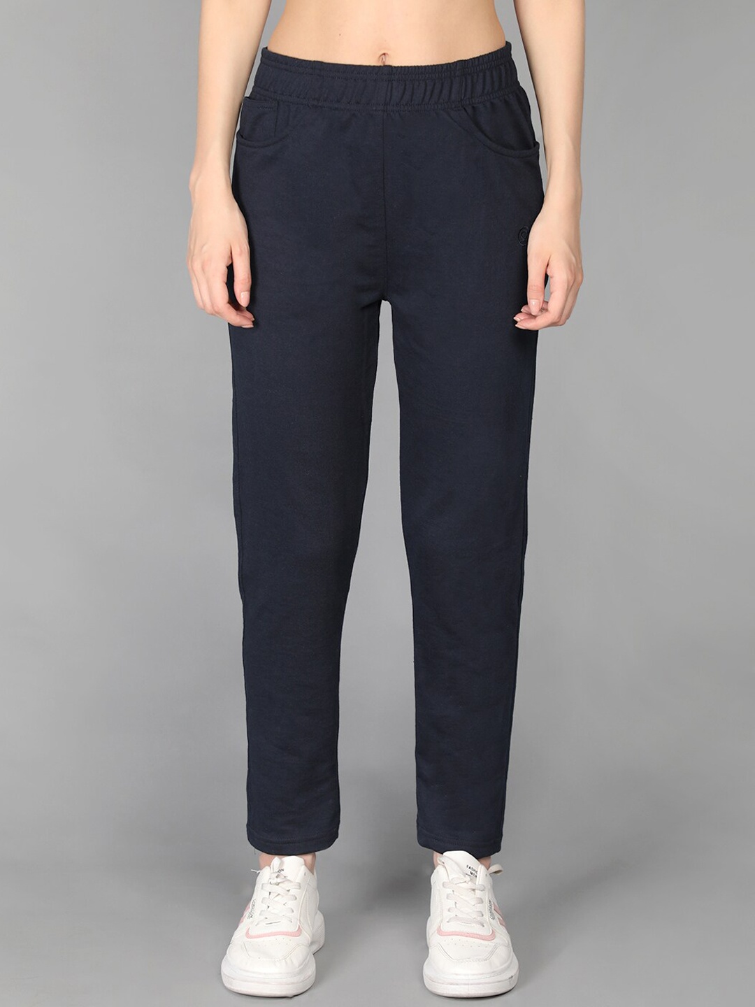 

CHKOKKO Women Mid-Rise Relaxed-Fit Track Pants, Navy blue