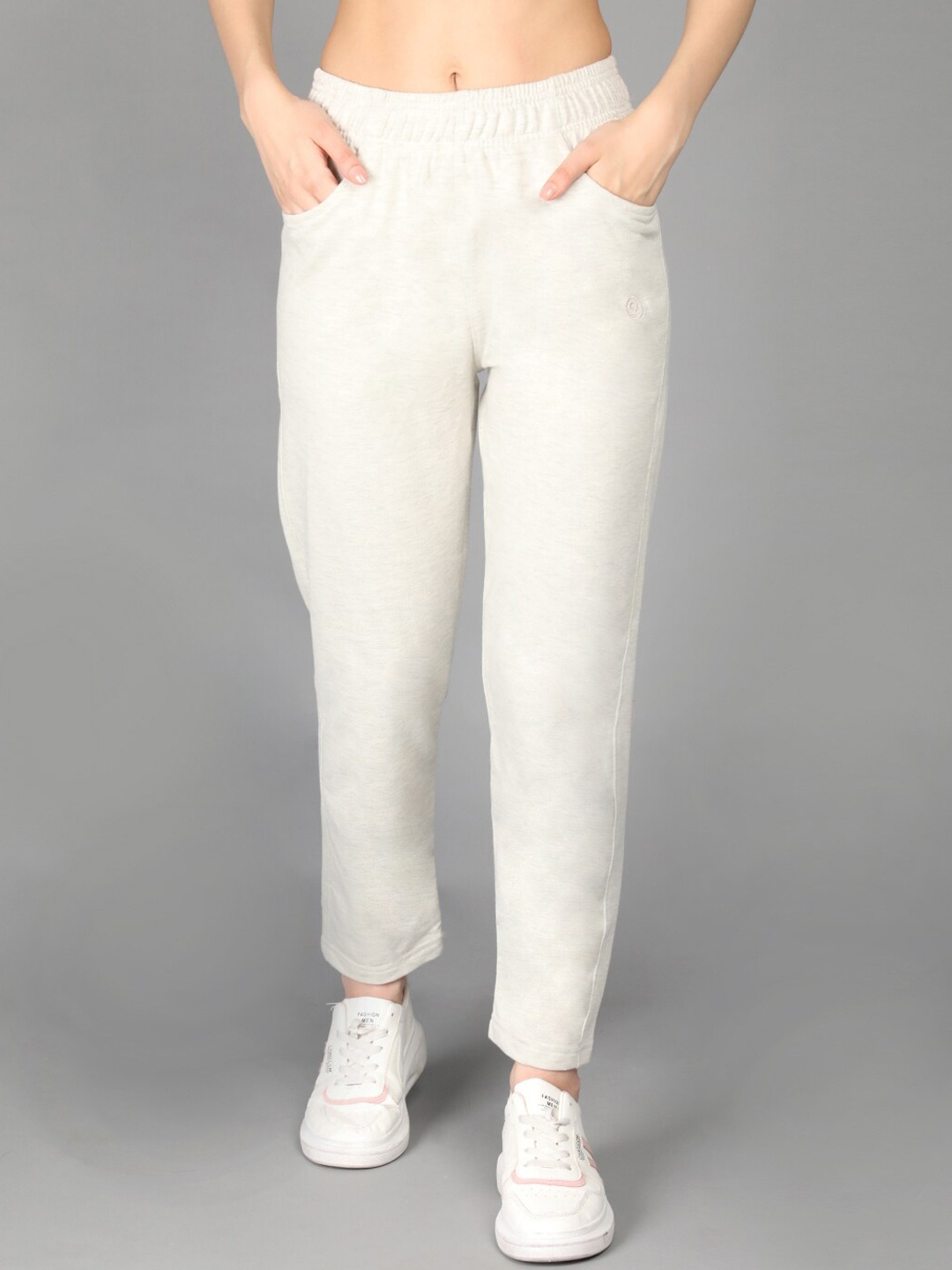 

CHKOKKO Women Mid-Rise Relaxed-Fit Track Pants, Off white