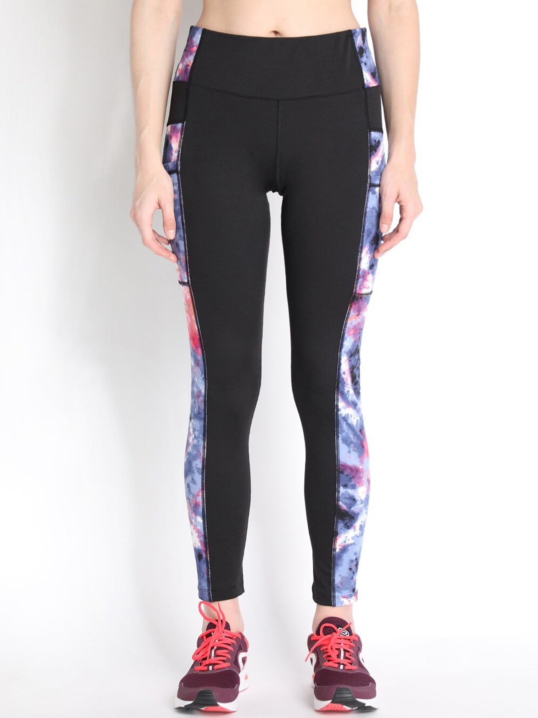 

CHKOKKO Women Abstract Printed High-Rise Gym Tights, Black