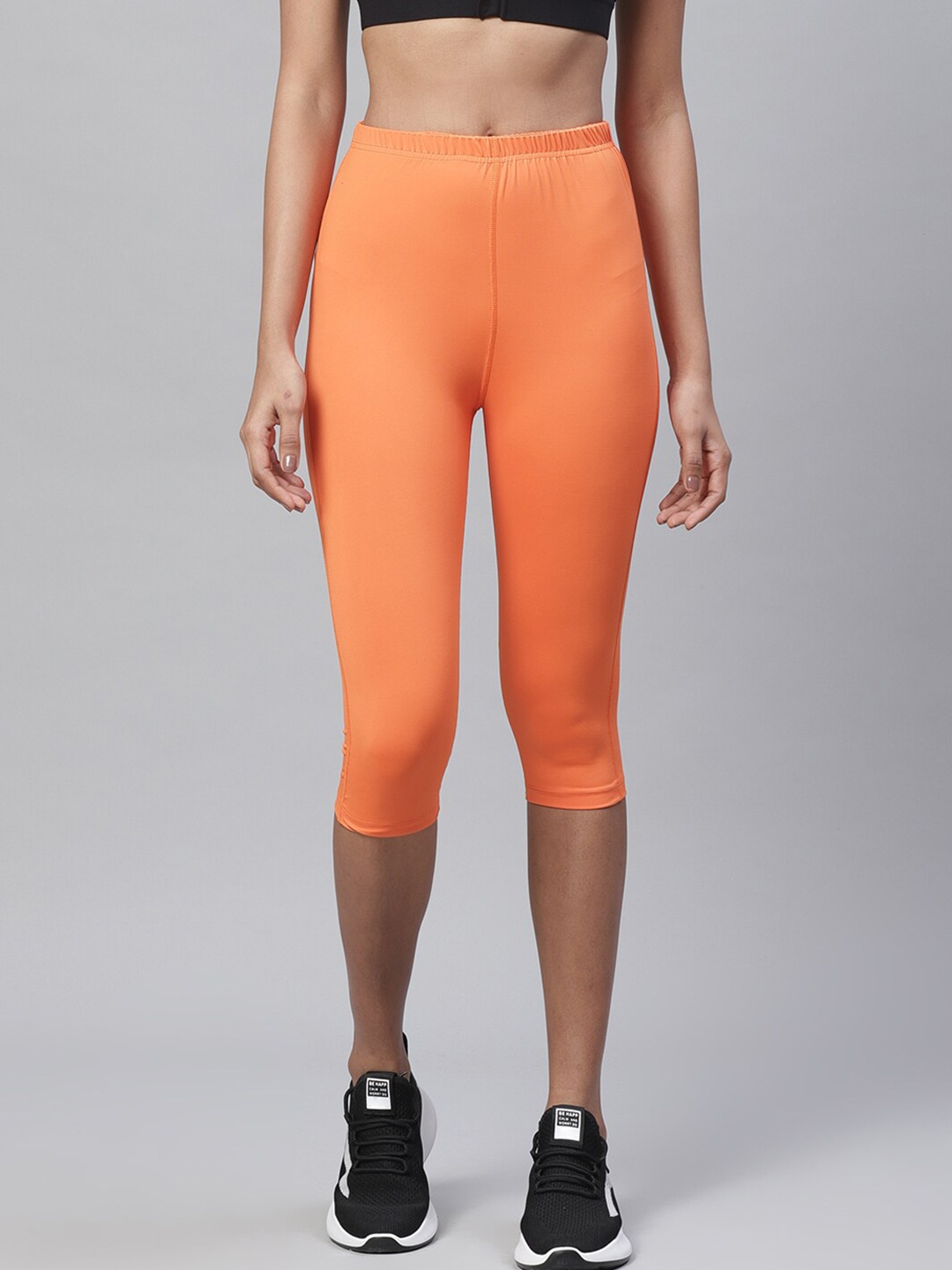 

CHKOKKO Women Orange Skinny Fit Yoga Gym Sports Workout Capris