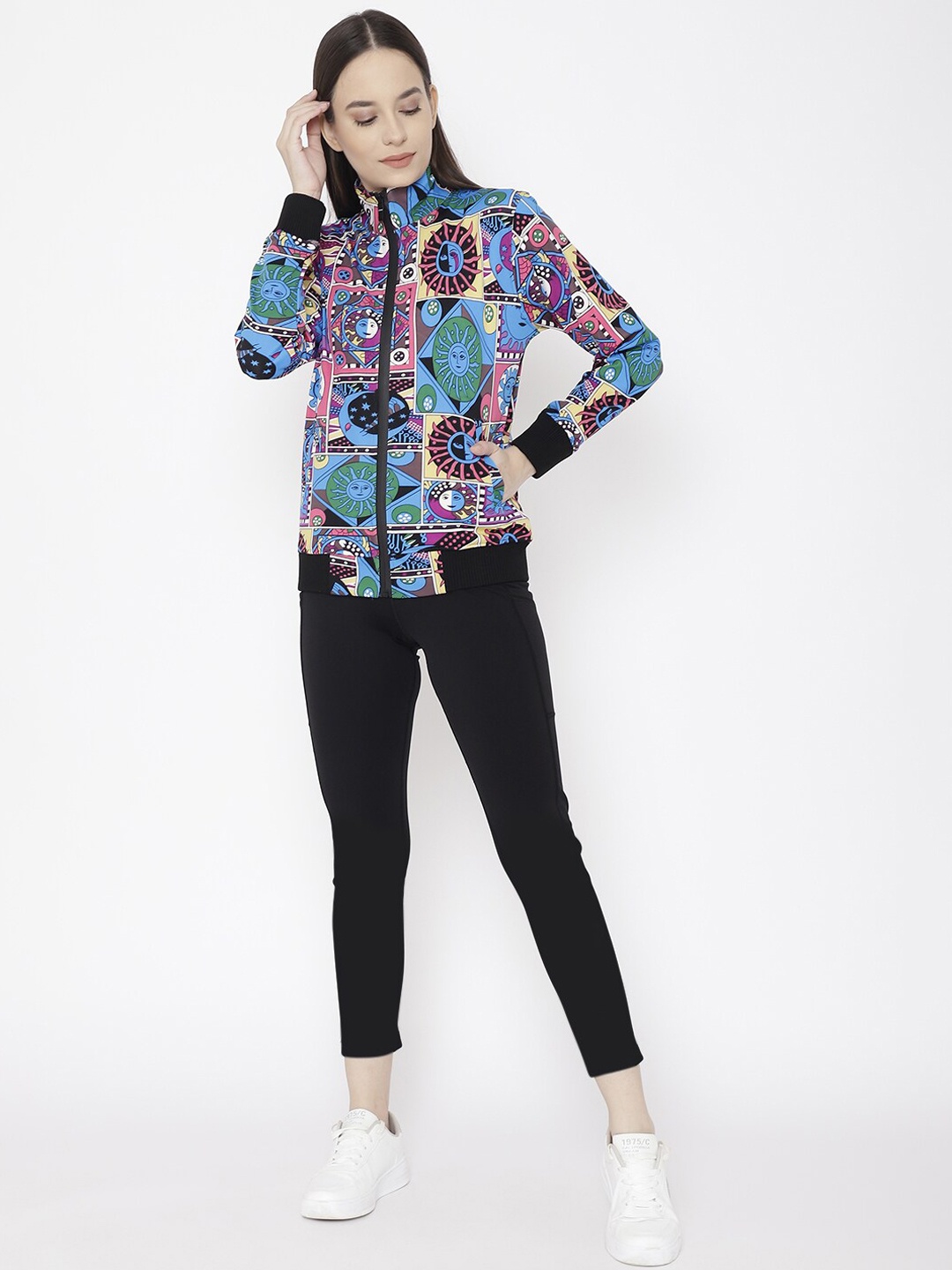 

CHKOKKO Women Printed Tracksuits, Blue