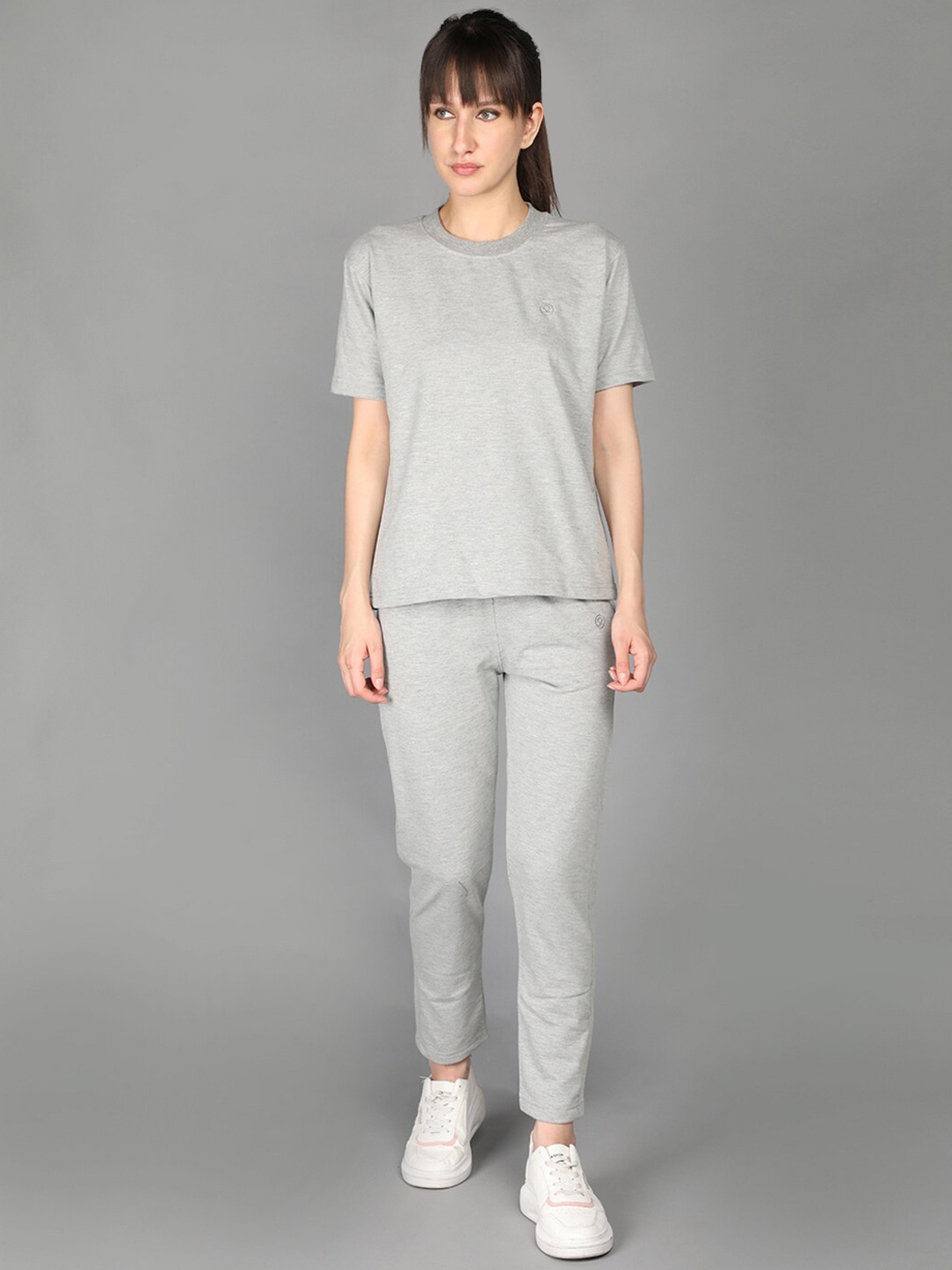 

CHKOKKO Women T-shirt With Trouser, Grey
