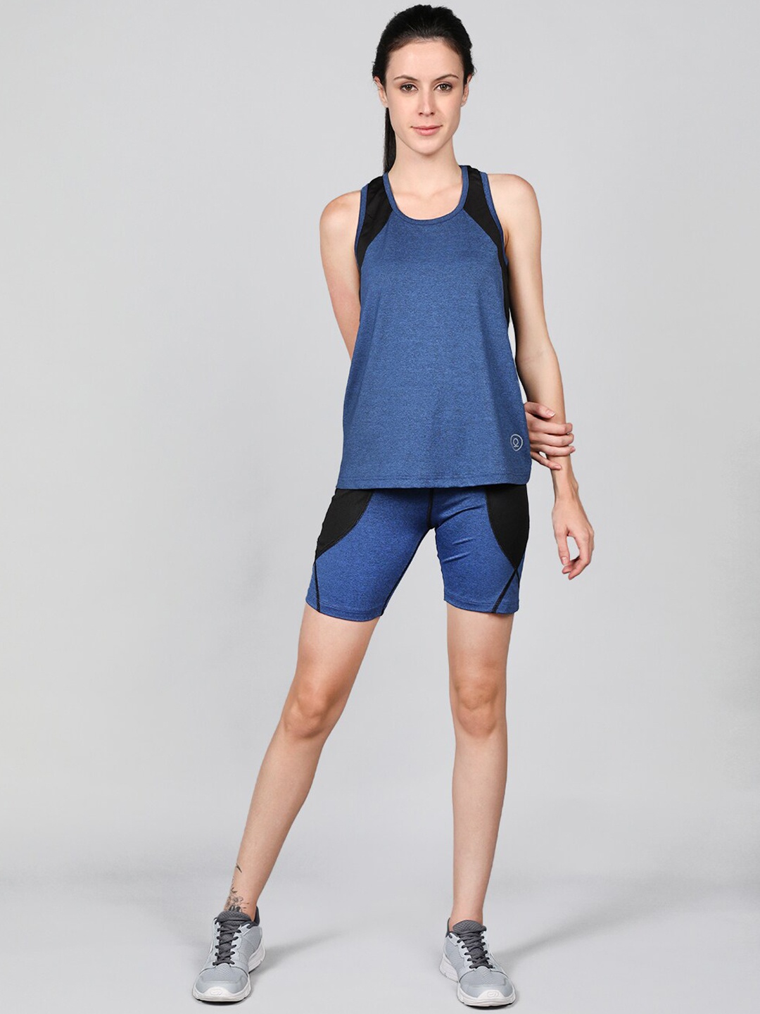 

CHKOKKO Women T-shirt With Shorts Co-Ord Set, Blue