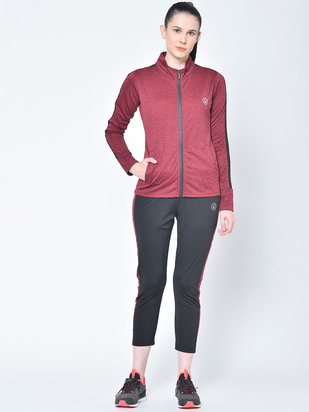

CHKOKKO Women Sports Zipper Running Winter Tracksuits Set, Red