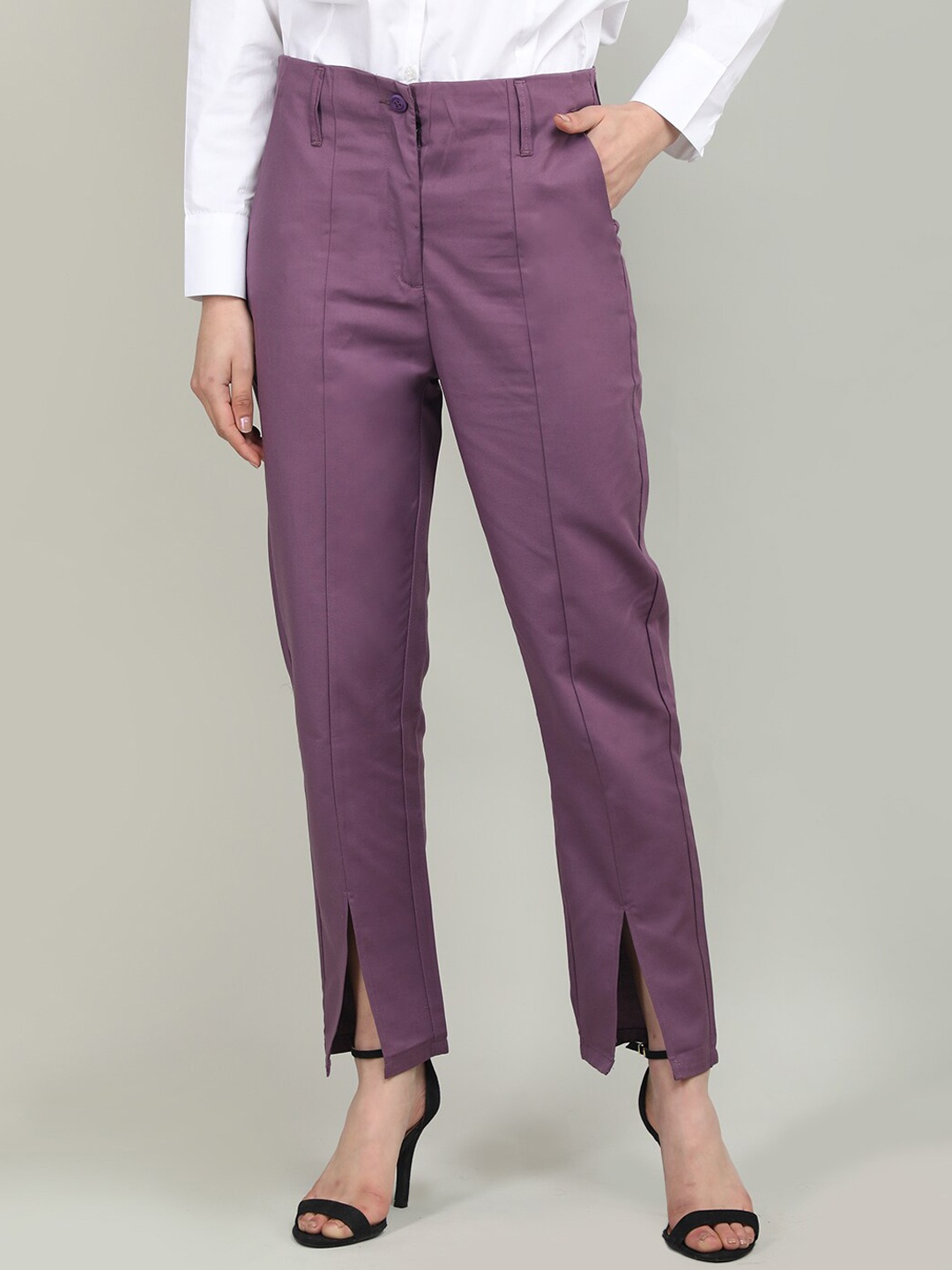 

Dlanxa Women Mid-Rise Formal Trousers, Purple