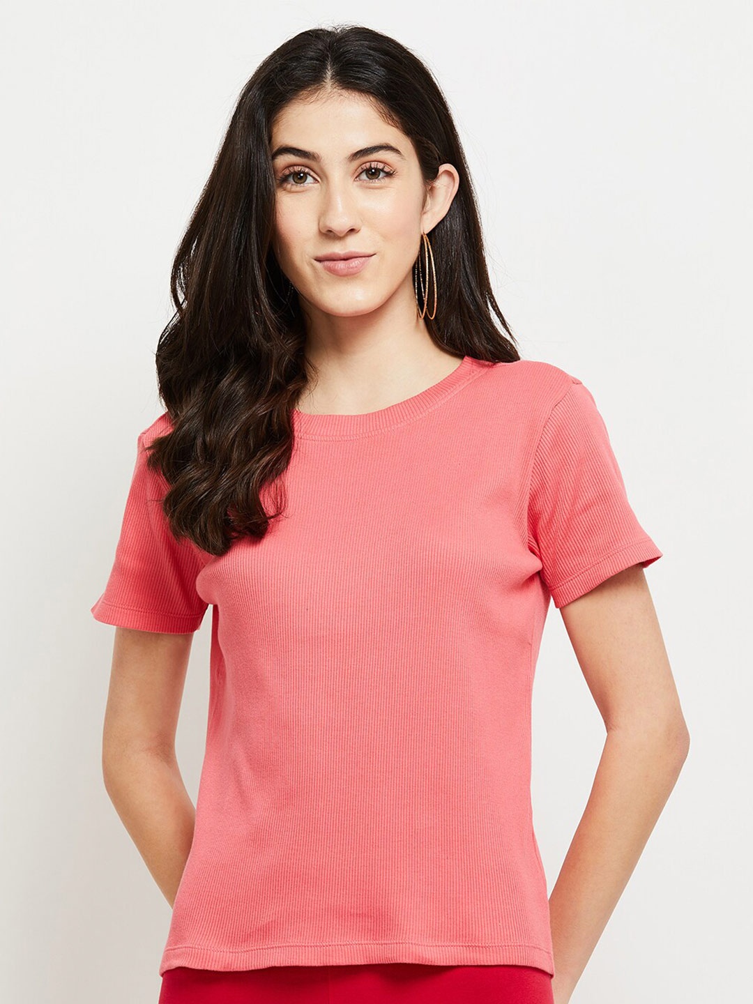 

max Women Round Neck T-shirt, Coral