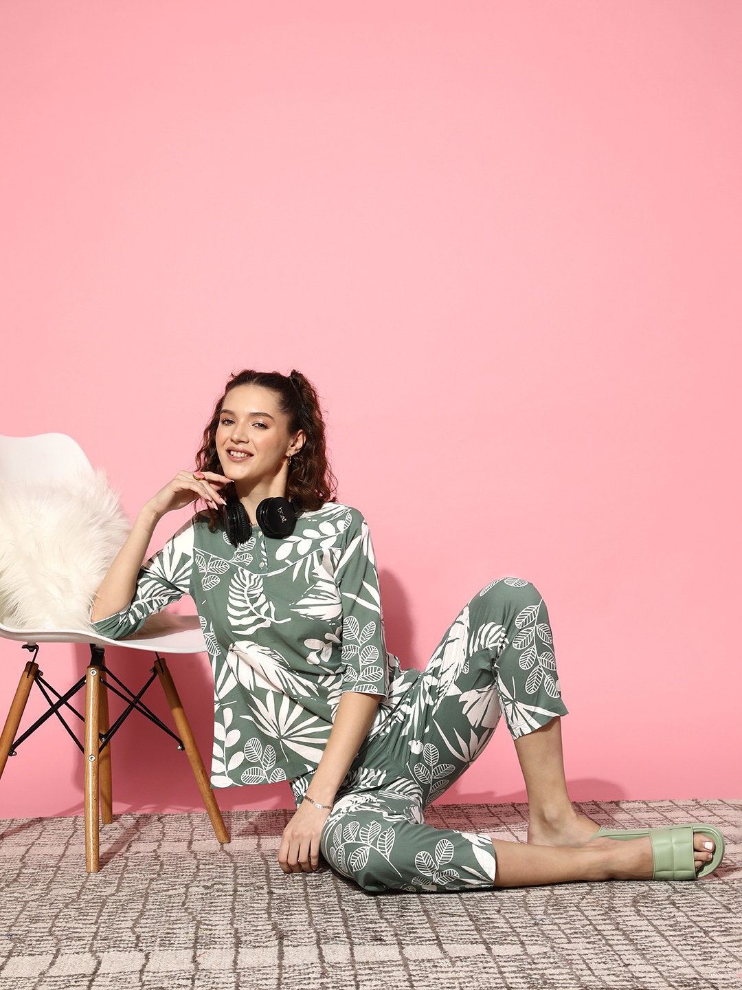 

Women Cotton Co-ord set, Green