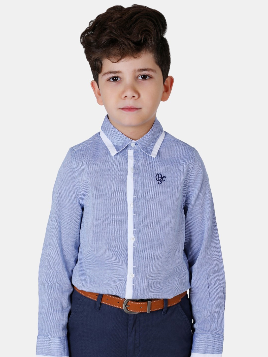 

One Friday Boys Cotton Formal Shirt, Blue