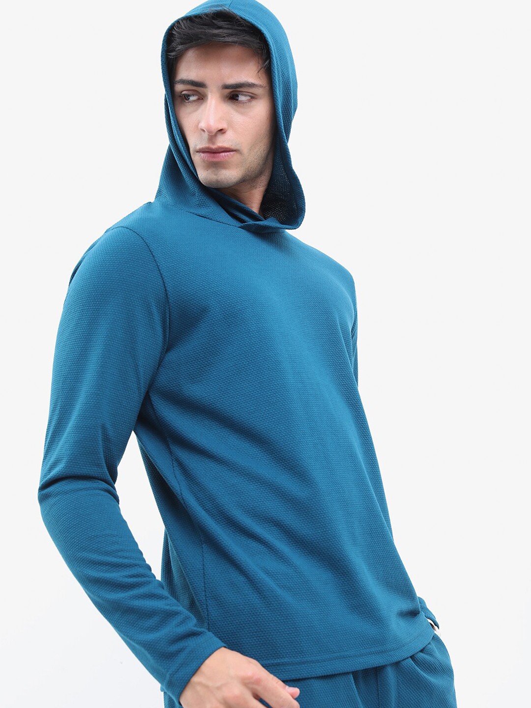

HIGHLANDER Popcorn Structured Regular Fit Hooded T-shirt, Teal