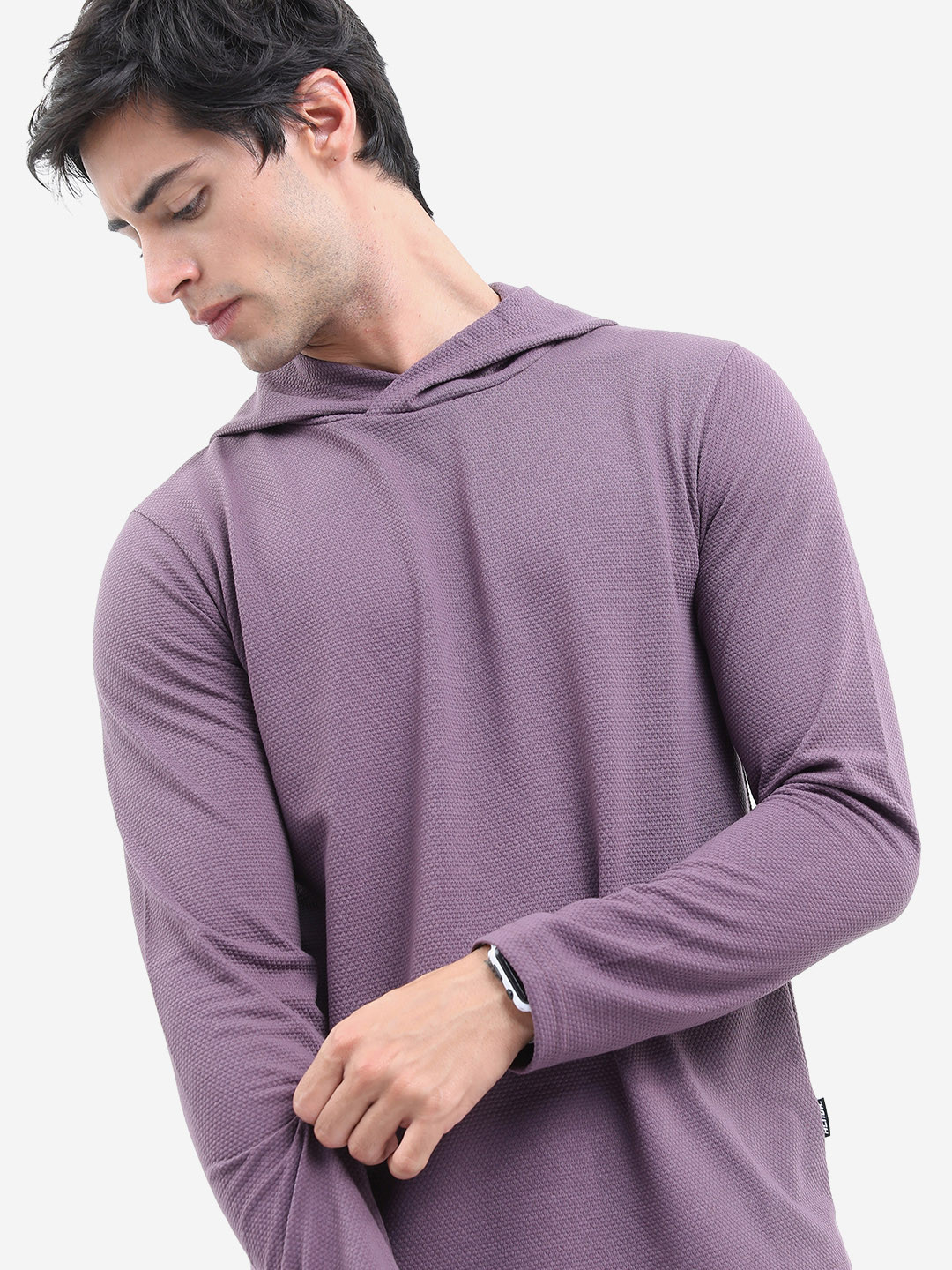 

HIGHLANDER Popcorn Structured Regular Fit Hooded T-shirt, Purple