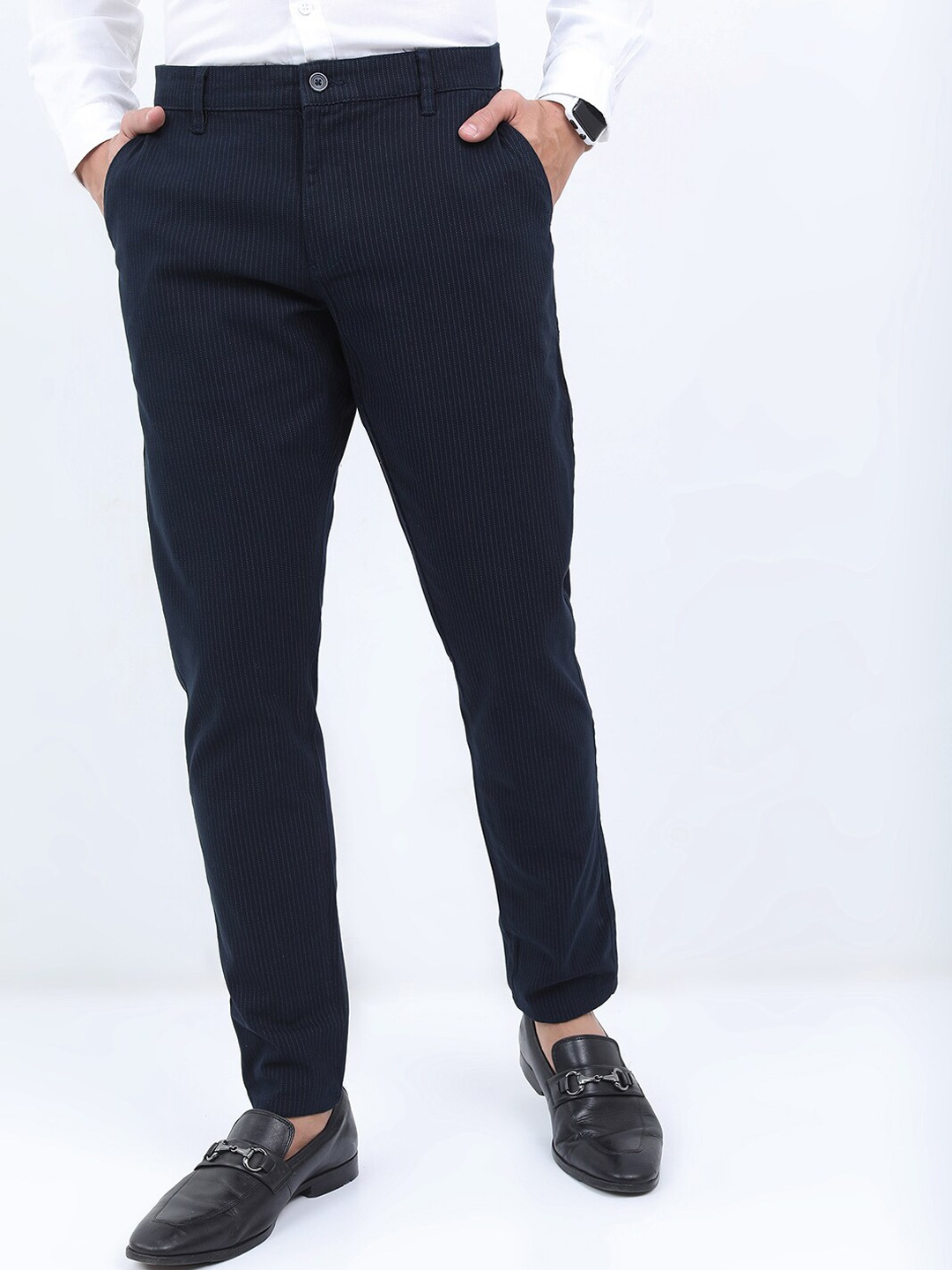 

HIGHLANDER Men Slim Fit Formal Trousers, Navy blue
