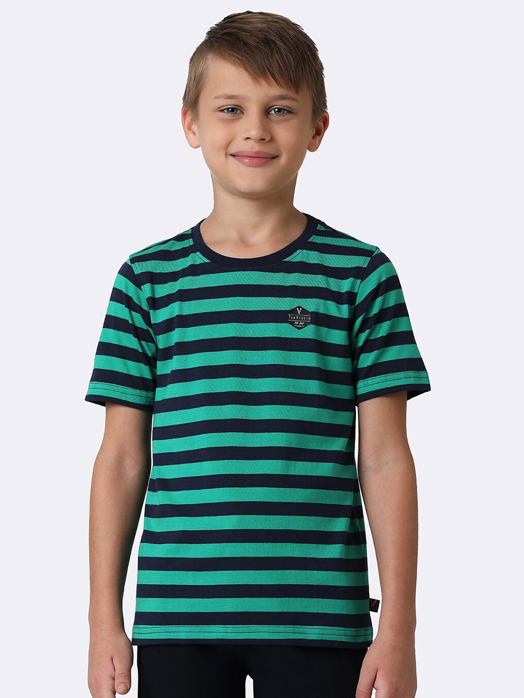 

Van Heusen Boys Striped Round Neck Cotton T-shirt, Navy blue