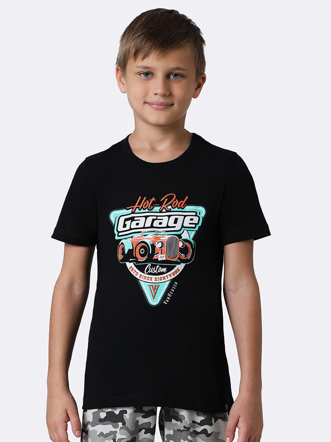 

Van Heusen Boys Typography Printed Pure Cotton T-shirt, Black