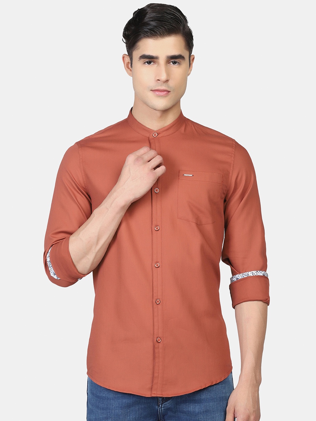

Blackberrys Men Skinny Fit Casual Cotton Shirt, Rust