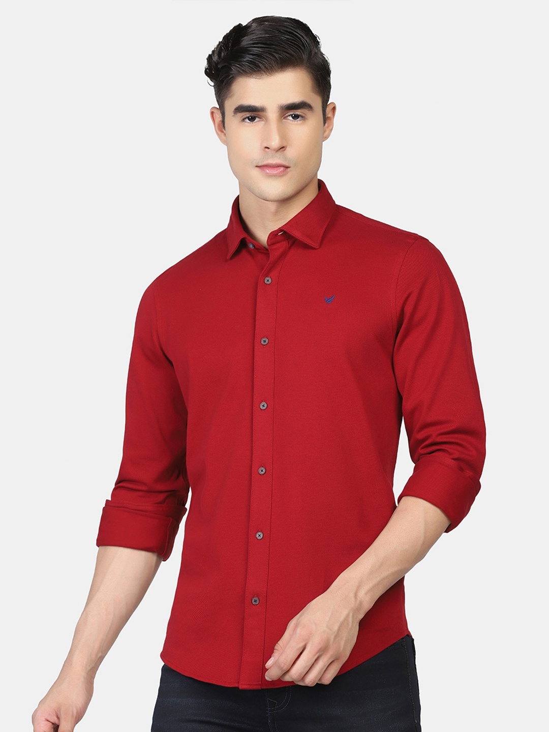 

Blackberrys Men Skinny Fit Cotton Casual Shirt, Red