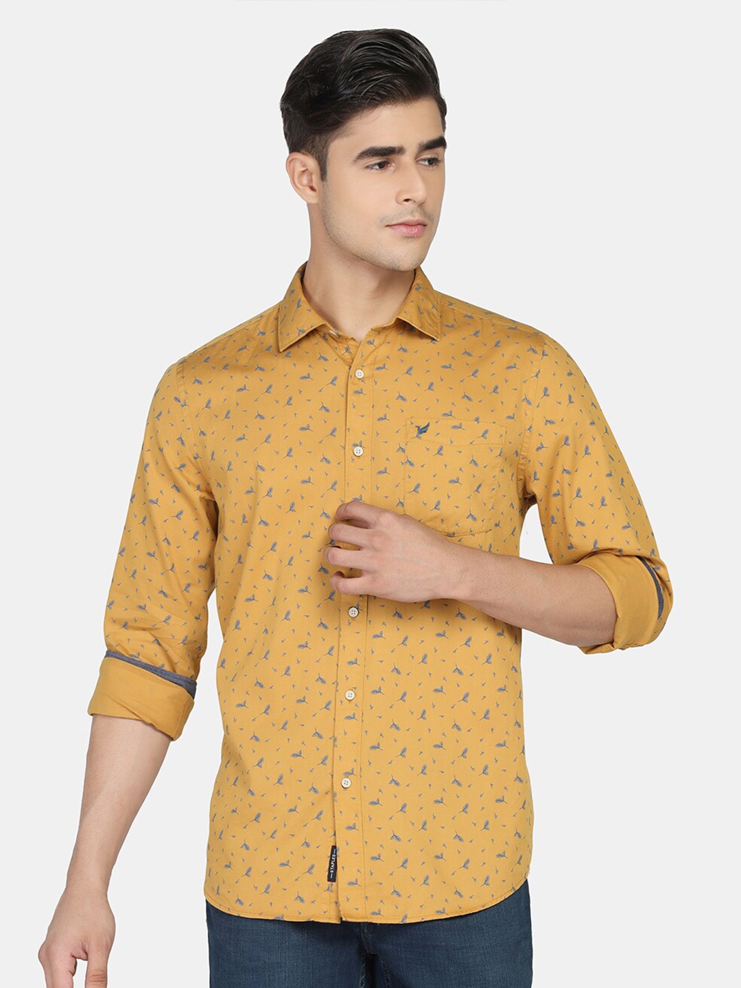 

Blackberrys Men Slim Fit Floral Printed Casual Shirt, Yellow