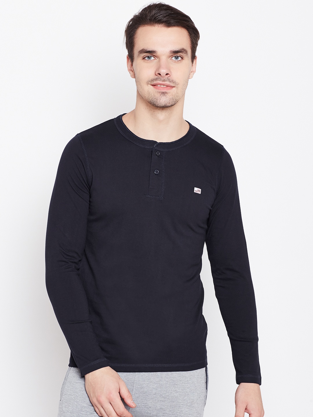 

Sweet Dreams Men Navy Solid Henley Neck T-shirt, Navy blue