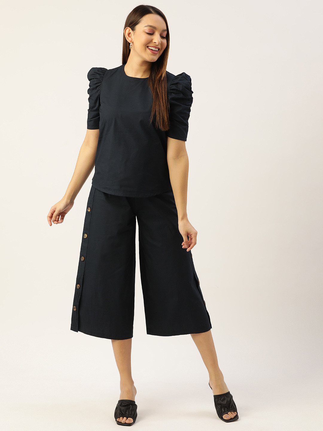 

MISRI Cotton Top with Trousers, Navy blue