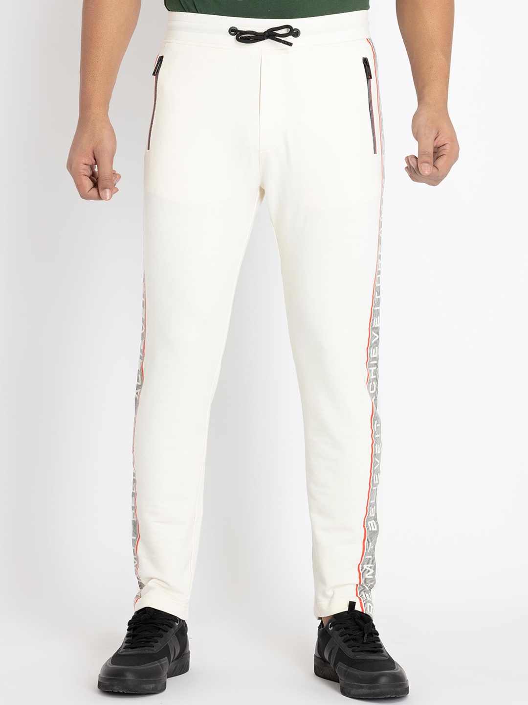 

Status Quo Men Side Printed Detail Track Pants, Off white