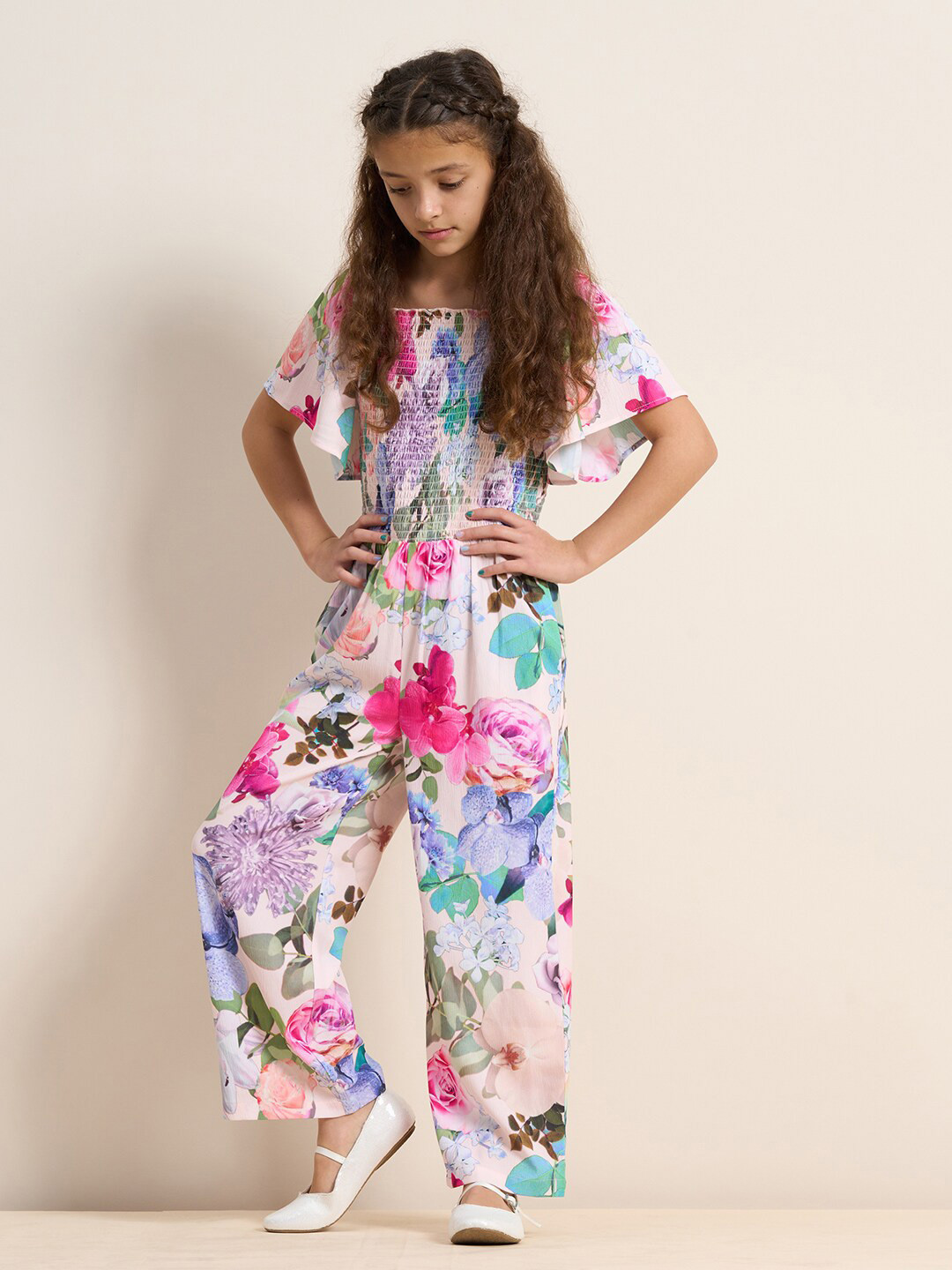 

Angel & Rocket Girls Printed Basic Jumpsuit, White
