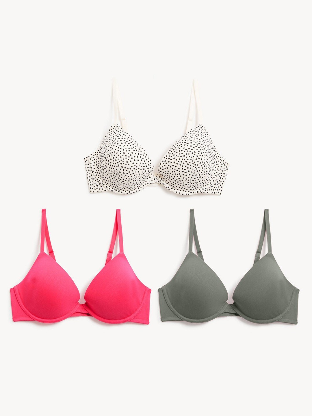 

Marks & Spencer Pack Of 3 Lightly Padded All Day Comfort Underwired T-shirt Bra, Pink