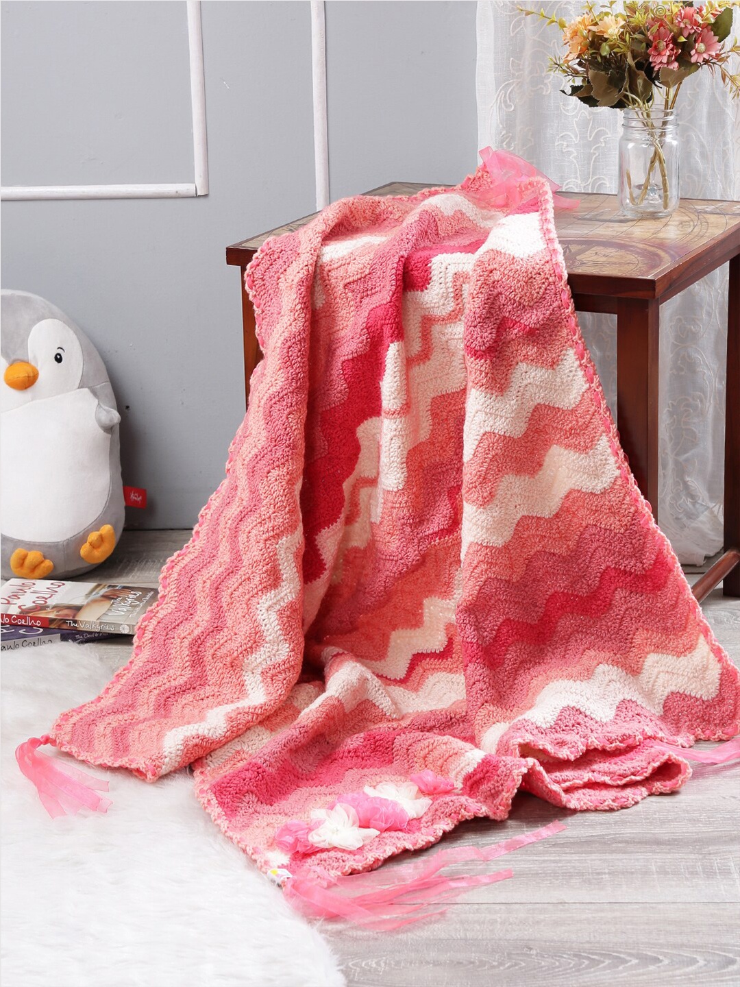 

Magic Needles Pink & White AC Room Single Bed Baby Blanket