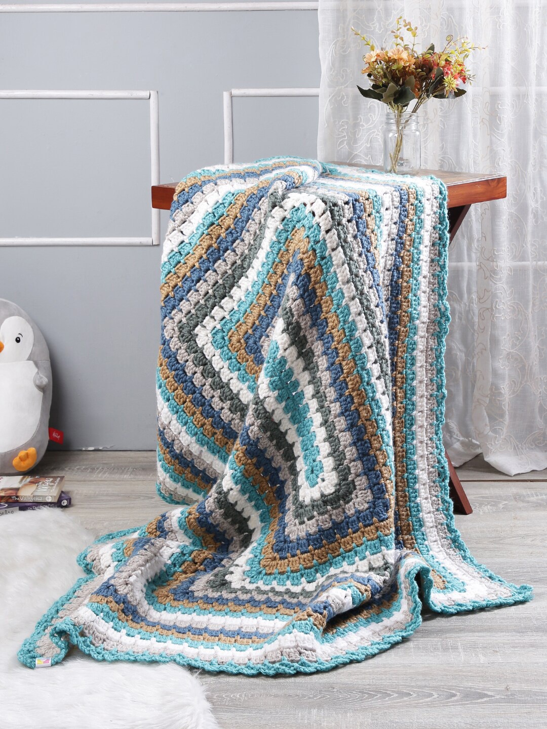 

Magic Needles Blue & White Striped AC Room 1000 GSM Wool Single Bed Pram
