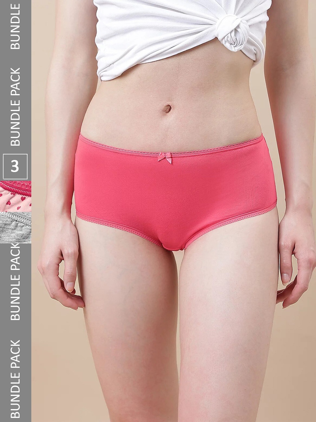 

Marks & Spencer Women Pack Of 3 Self-Designed Basic Briefs, Pink
