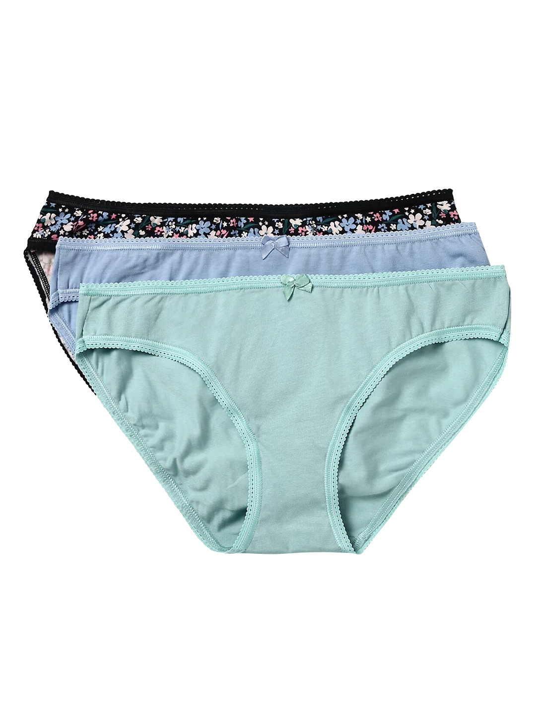 

Marks & Spencer Women Pack Of 3 Low-Rise Basic Briefs, Sea green