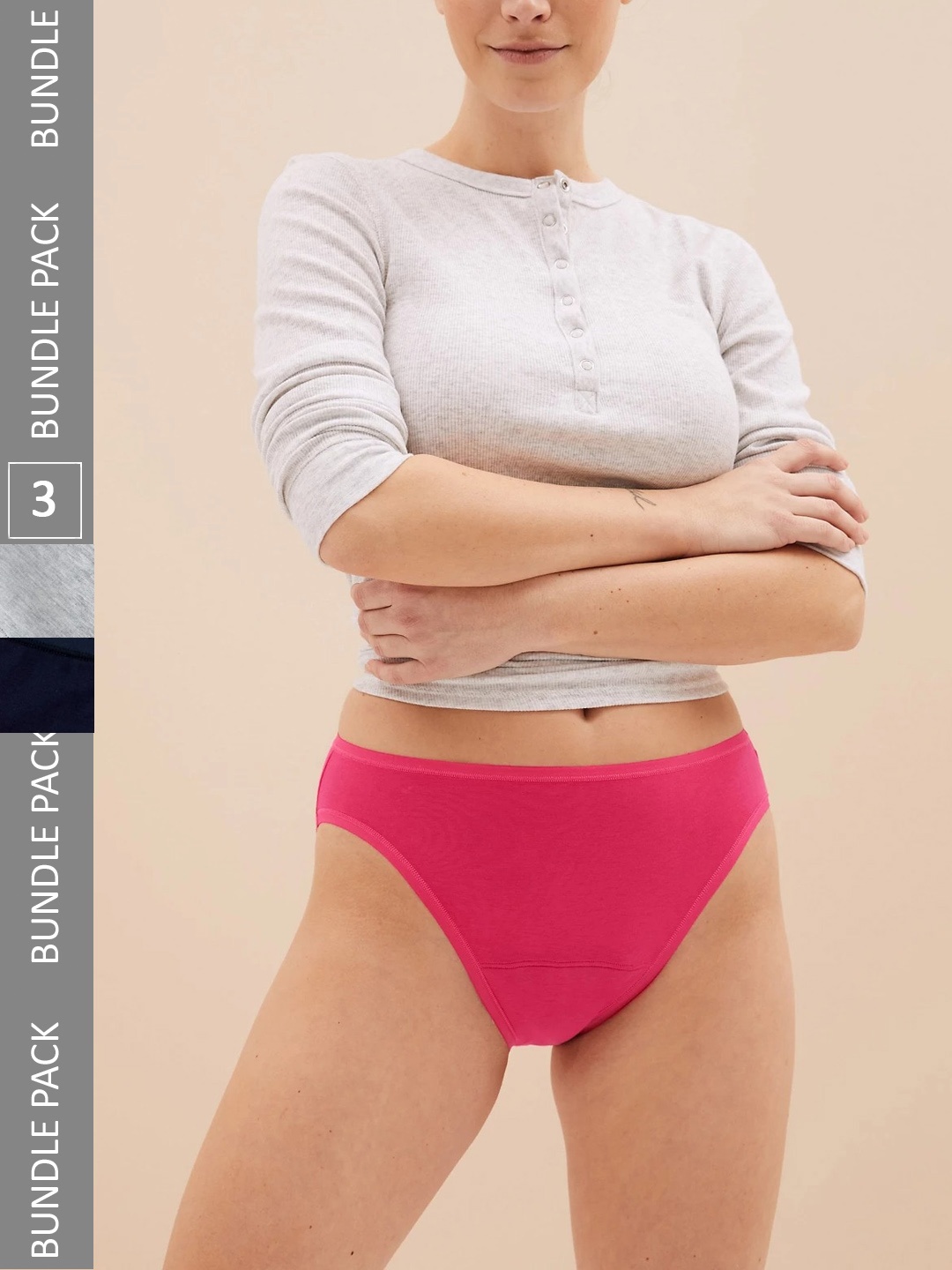 

Marks & Spencer Women Pack Of 3 Cotton Basic Briefs, Pink