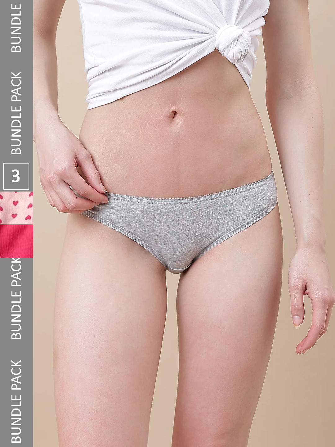 

Marks & Spencer Women Pack Of 3 Cotton Basic Briefs, Grey