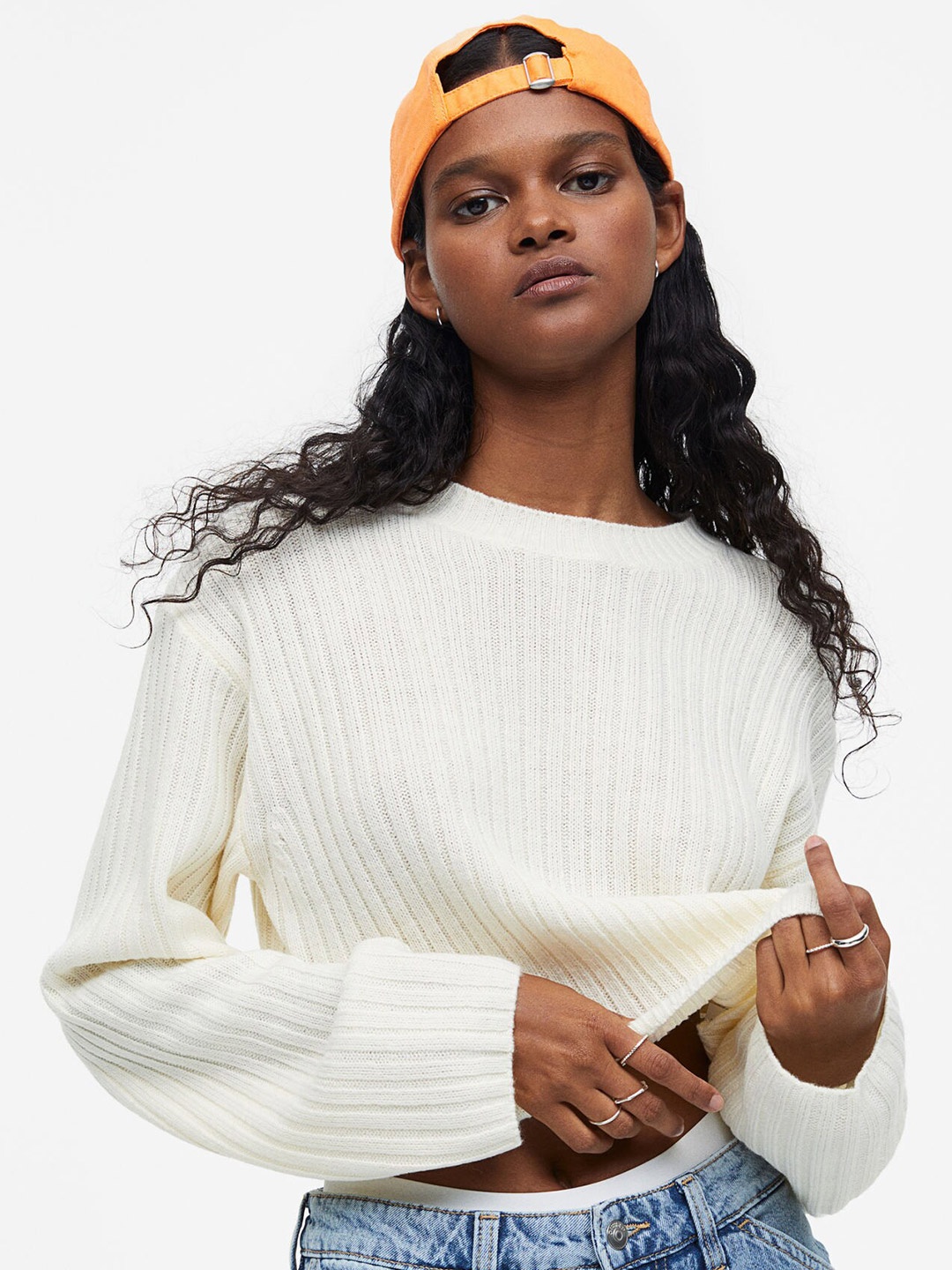 

H&M Women Rib-Knit Jumper, Off white